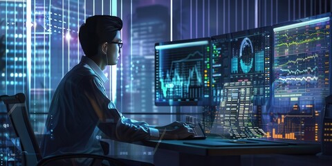 Exploring Insights. Data scientist analyzing data with a statistical software concept