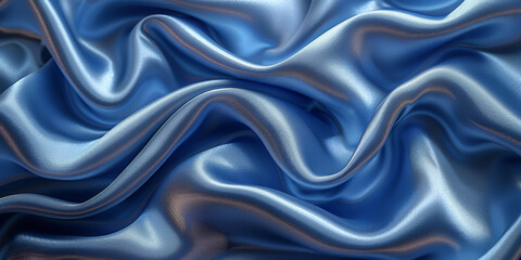 Obraz premium beautiful concept holiday romance bridal wedding bedding linen bed template table view top lay fl fabric creases soft design space background elegant satin silk blue light 