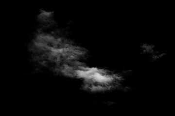 Transparent cloud isolated black background, high resolution, fog, sky