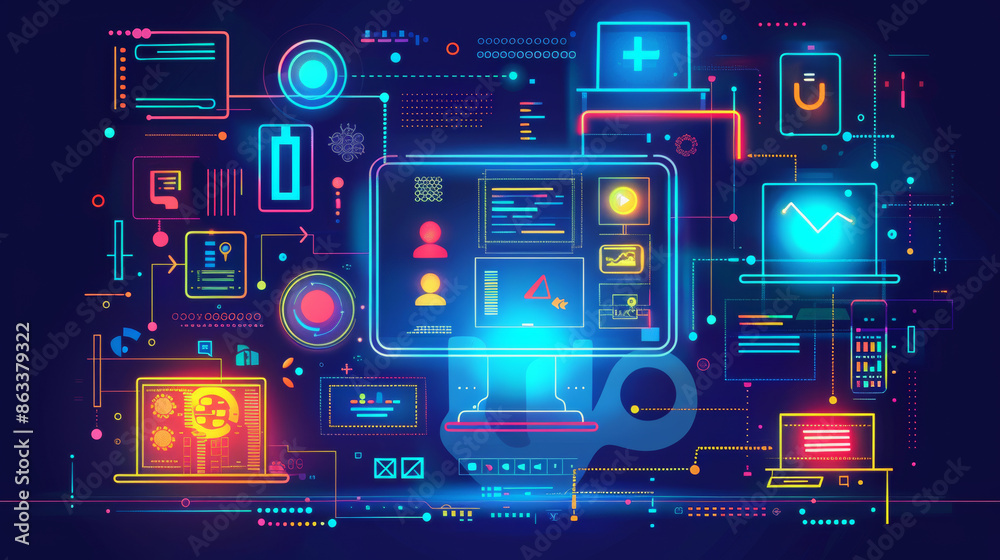 Wall mural vector illustration of web design and development.