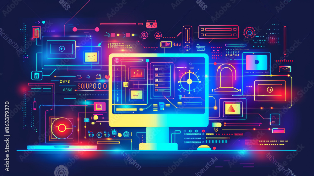 Wall mural vector illustration of web design and development.