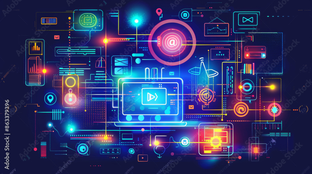 Wall mural vector illustration of web design and development.