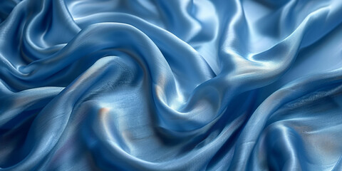 Obraz premium beautiful concept holiday romance bridal wedding bedding linen bed template table view top lay fl fabric creases soft design space background elegant satin silk blue light 