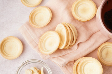 Homemade tartlets on light background