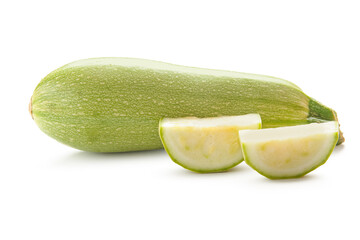 Fresh green zucchini on white background