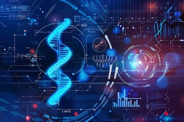 Fototapeta premium Quantum computing algorithm optimizing medical data analysis for precision medicine minute infographic scrutiny of quantum technology in future healthcare analytics