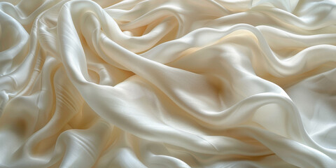 Obraz premium focus Soft sleep night bedroom sheet bed unmade surface Close rippled texture fabic wrinkled White fabric background bedding duvet comfort clothes design material 