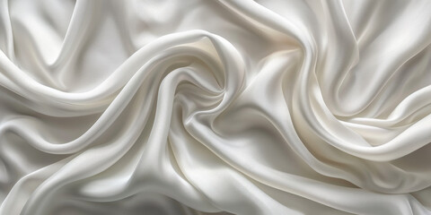 Fototapeta premium focus Soft sleep night bedroom sheet bed unmade surface Close rippled texture fabic wrinkled White fabric background bedding duvet comfort clothes design material 