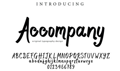 Accompany Font Stylish brush painted an uppercase vector letters, alphabet, typeface