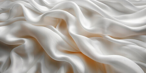 Obraz premium focus Soft sleep night bedroom sheet bed unmade surface Close rippled texture fabic wrinkled White fabric background bedding duvet comfort clothes design material 