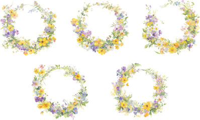 floral frame wreath watercolor clipart	