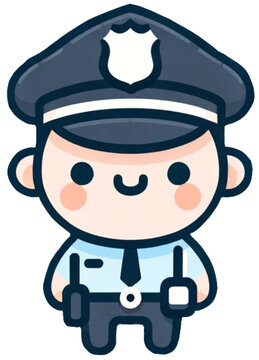 DALL&middot;E 2024-06-05 11.12.35 - A cute illustration of a police officer on a white background. The police officer should have a friendly, whimsical appearance, wearing a uniform and  copy