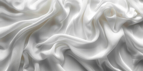 Obraz premium focus Soft sleep night bedroom sheet bed unmade surface Close rippled texture fabic wrinkled White fabric background bedding duvet comfort clothes design material 