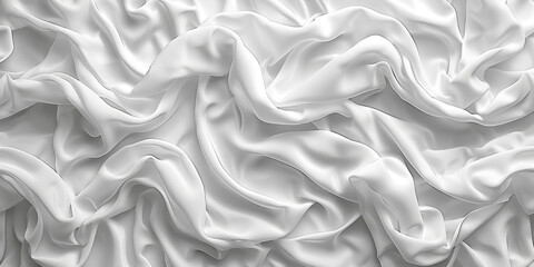 Fototapeta premium focus Soft sleep night bedroom sheet bed unmade surface Close rippled texture fabic wrinkled White fabric background bedding duvet comfort clothes design material 