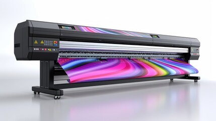 A printing press at a publishing house producing vibrant prints in close-up. Concept Printing Press, Publishing House, Vibrant Prints,