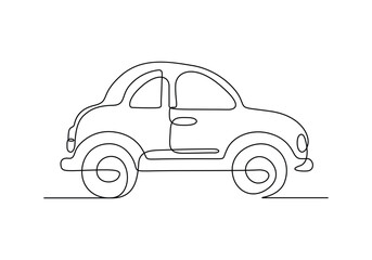 Obraz premium Children toy car continuous one line drawing vector illustration. Pro vector