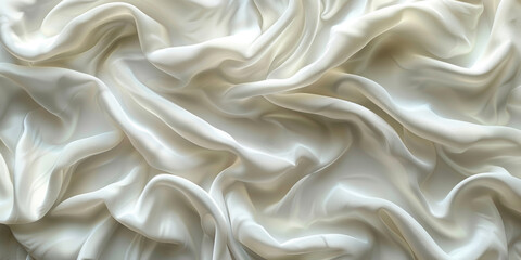 Obraz premium focus Soft sleep night bedroom sheet bed unmade surface Close rippled texture fabic wrinkled White fabric background bedding duvet comfort clothes design material 