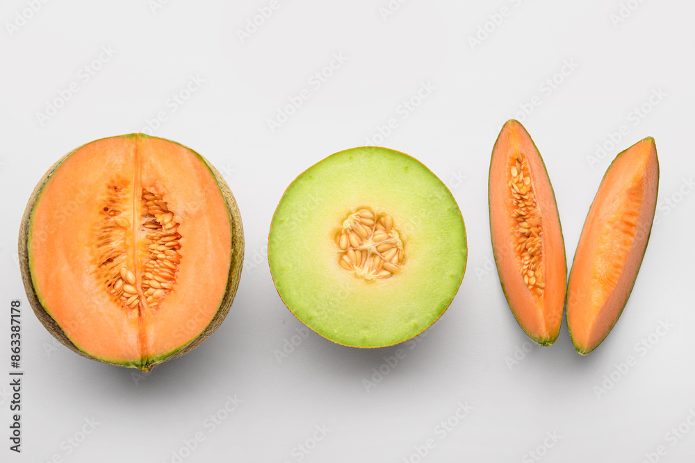 Wall mural tasty ripe melons on white background - Wall murals