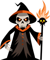 Halloween Cartoon Character Skeleton Mage Vector SVG