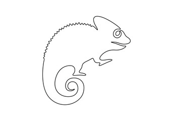 Chameleon continuous one line drawing vector illustration. Premium vector