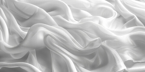 Obraz premium focus Soft sleep night bedroom sheet bed unmade surface Close rippled texture fabic wrinkled White fabric background bedding duvet comfort clothes design material 