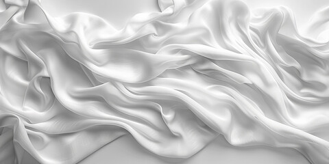 Obraz premium focus Soft sleep night bedroom sheet bed unmade surface Close rippled texture fabic wrinkled White fabric background bedding duvet comfort clothes design material 