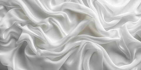 Obraz premium focus Soft sleep night bedroom sheet bed unmade surface Close rippled texture fabic wrinkled White fabric background bedding duvet comfort clothes design material 