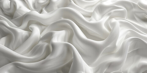 Fototapeta premium focus Soft sleep night bedroom sheet bed unmade surface Close rippled texture fabic wrinkled White fabric background bedding duvet comfort clothes design material 