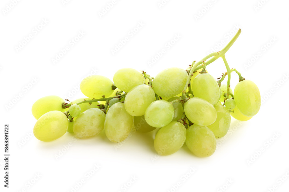 Canvas Prints Bunch of fresh green grapes on white background