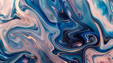 Obraz premium A close up of a colorful abstract painting with blue, pink and gold, AI