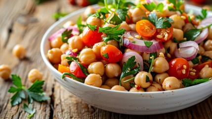 Chickpea Salad with Cherry Tomatoes and Red Onions - Generative AI