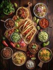 Vibrant and Flavorful Mexican Taco Feast Celebrating Diverse Toppings and Authentic Mexican Cuisine
