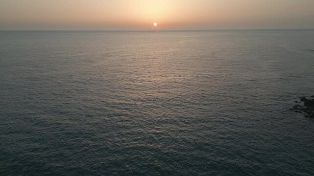 Drone footage of picturesque sunset on the Mediterranean sea, Byblos, Lebanon
