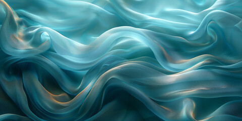 Obraz premium design your space copy background fabric turquoise beautiful folds wavy soft silk wave liquid background color teal elegant fabric satin silk green blue 