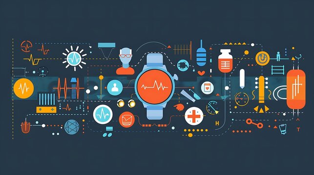 Wearable test checkup calendar monitoring health metrics and environmental factors to optimize medical appointment timing complete infographic scrutiny of wearable tech in future healthcare scheduling