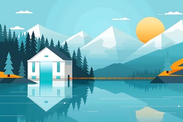 Fototapeta premium Aidriven hydroelectricity optimization system analyzing weather patterns and water flow data to maximize energy output minute infographic scrutiny of AI in future hydroelectric power management