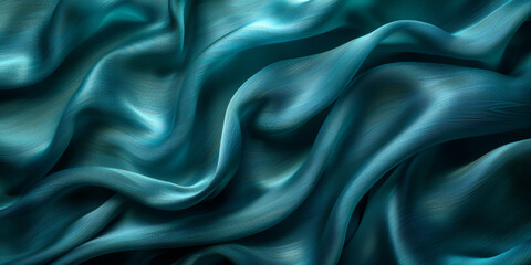 Obraz premium design your space copy background fabric turquoise beautiful folds wavy soft silk wave liquid background color teal elegant fabric satin silk green blue 