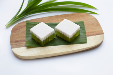 Pandan and coconut jelly. Thai Desserts.