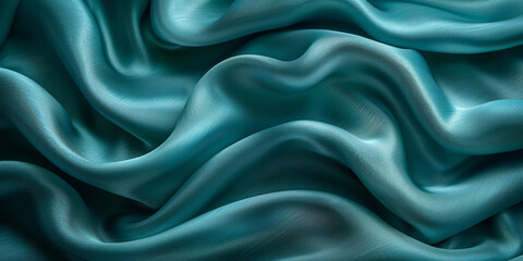 Obraz premium design your space copy background fabric turquoise beautiful folds wavy soft silk wave liquid background color teal elegant fabric satin silk green blue 