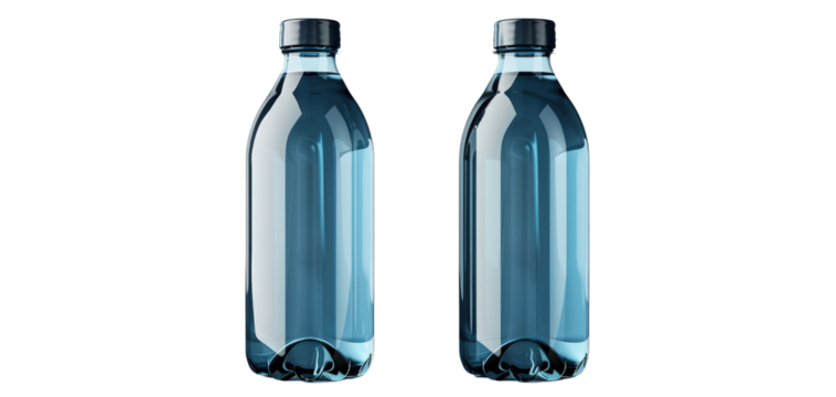 blue bottle with water