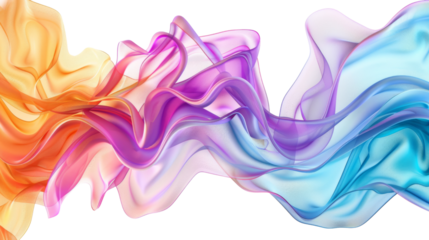 Vibrant Colorful Fluid Abstract 3D Gradient Blend Curves on transparent background