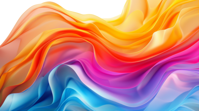 Vibrant Colorful Fluid Abstract 3D Gradient Blend Curves on transparent background