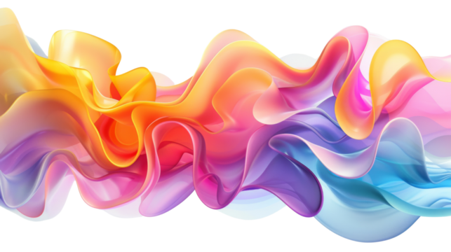 Vibrant Colorful Fluid Abstract 3D Gradient Blend Curves on transparent background