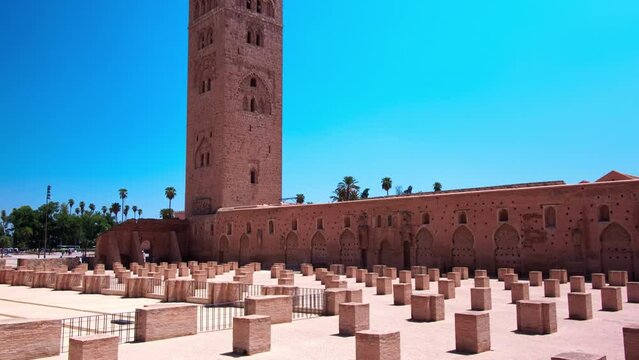 Kutubiyya,Mosque in Marrakesh, one of four imperial cities of Morocco. Souk offers incredible shopping experience, old fortified city packed with vendors and their stalls. This medina is UNESCO WHS