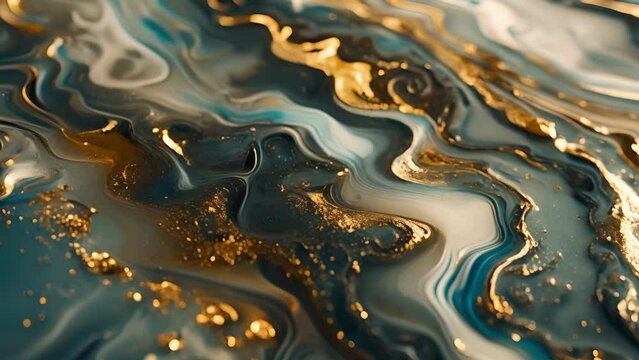 The smooth and glossy surface of a poured acrylic resin art piece resembling a glasslike finish.