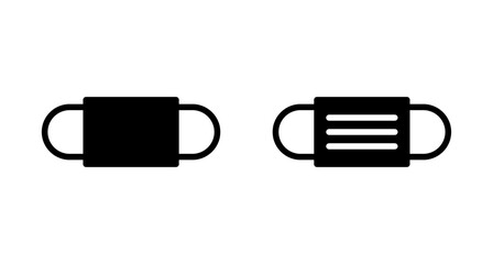 Mask icon vector isolated on white background. Man face with mask icon. Safety breathing masks. Industrial safety N95 mask. Medical mask vector icon.