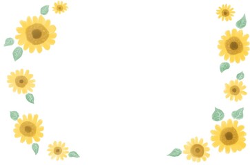 ひまわりのかわいい水彩フレーム