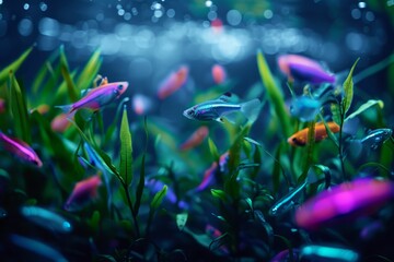 Neon Fish in Aquarium.