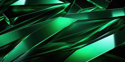 Abstract background green color with geometric 3D texture and light leaks