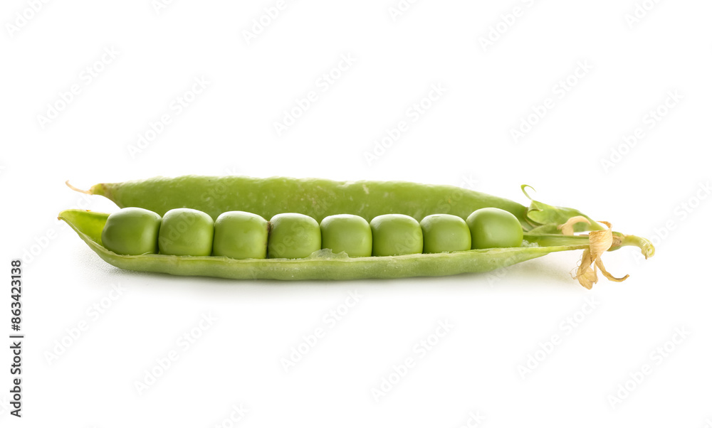 Sticker Green peas on white background